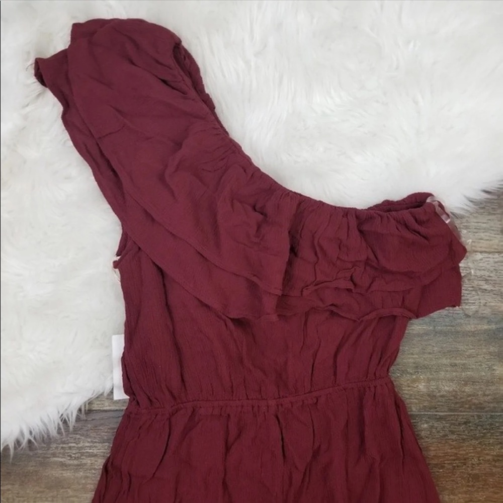 MOSSIMO RUFFLE ONE SHOULDER BURGUNDY/ RED DRESS - Picture 6 of 8